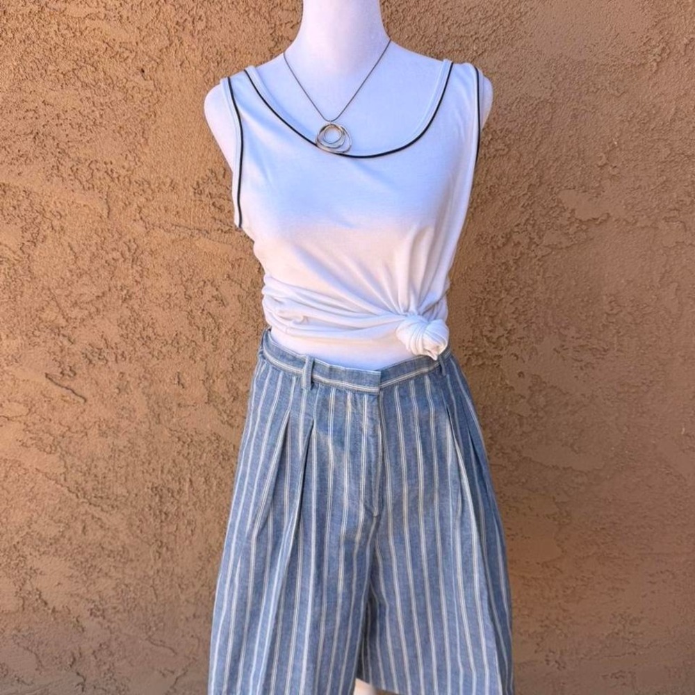 Vintage Orvis blue striped wide leg shorts and tank top set